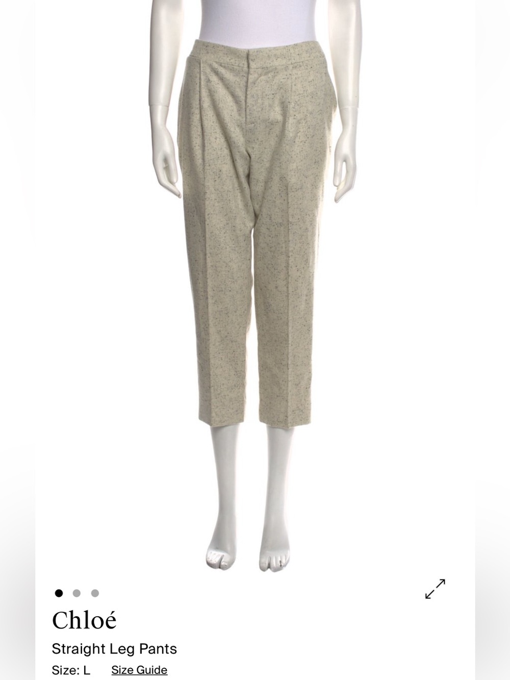 Chloé Speckled Beige Cropped Straight-Leg Pants